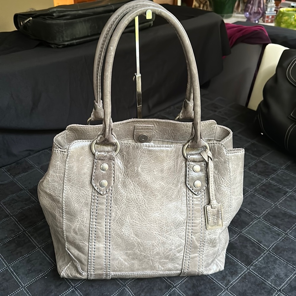 Frye Melissa Tote Beautiful Distressed Gray Slate  Leather Tote Shoulder Bag
